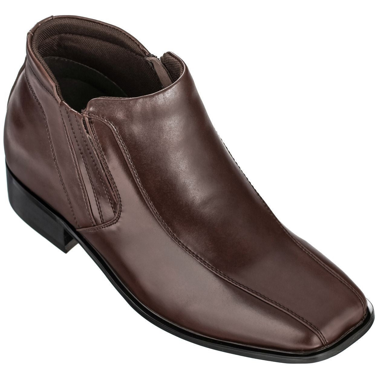 Brown Leather Zipper Boots - 3536