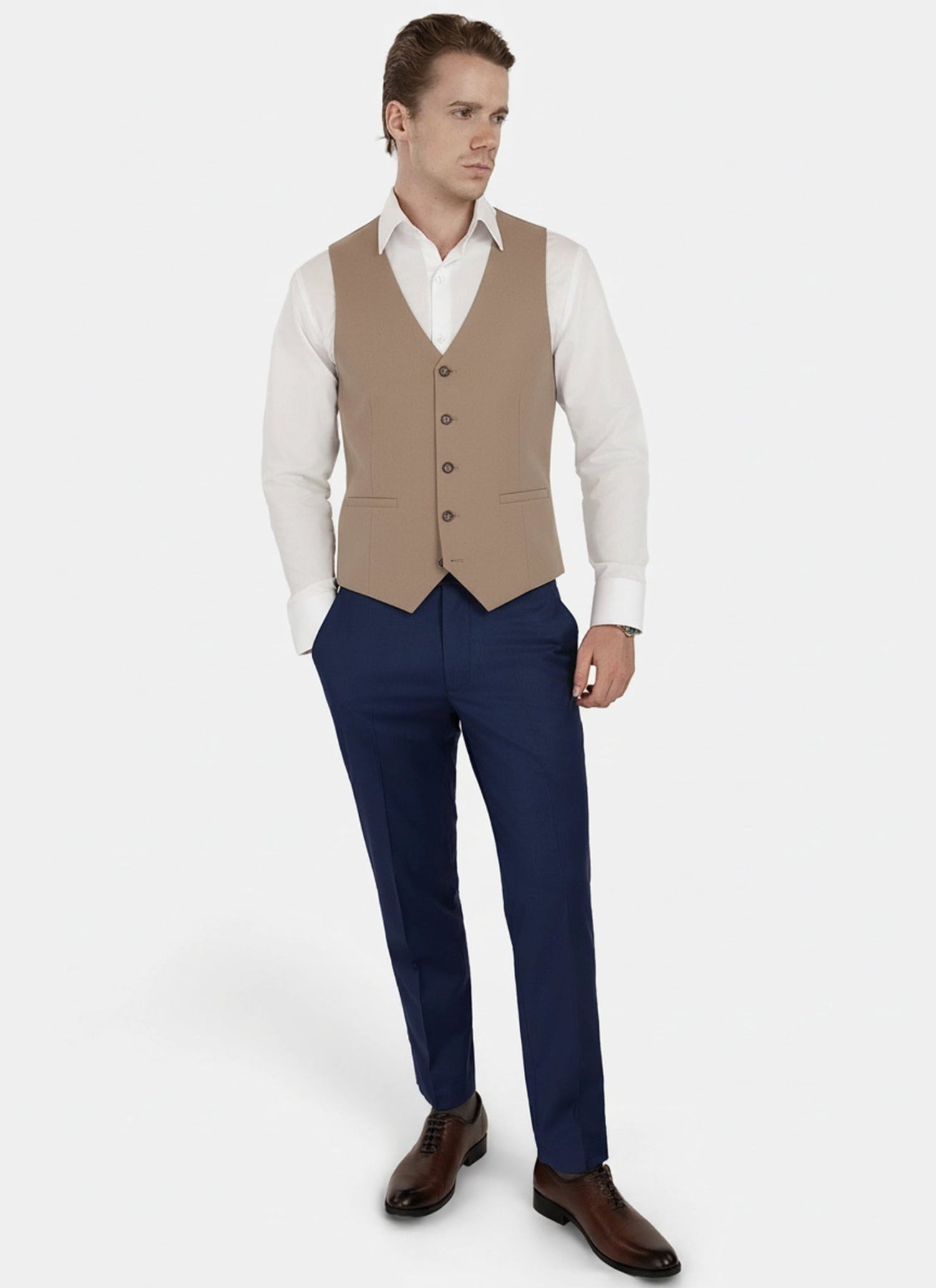 Camel Cotton Vest - SARTORO621