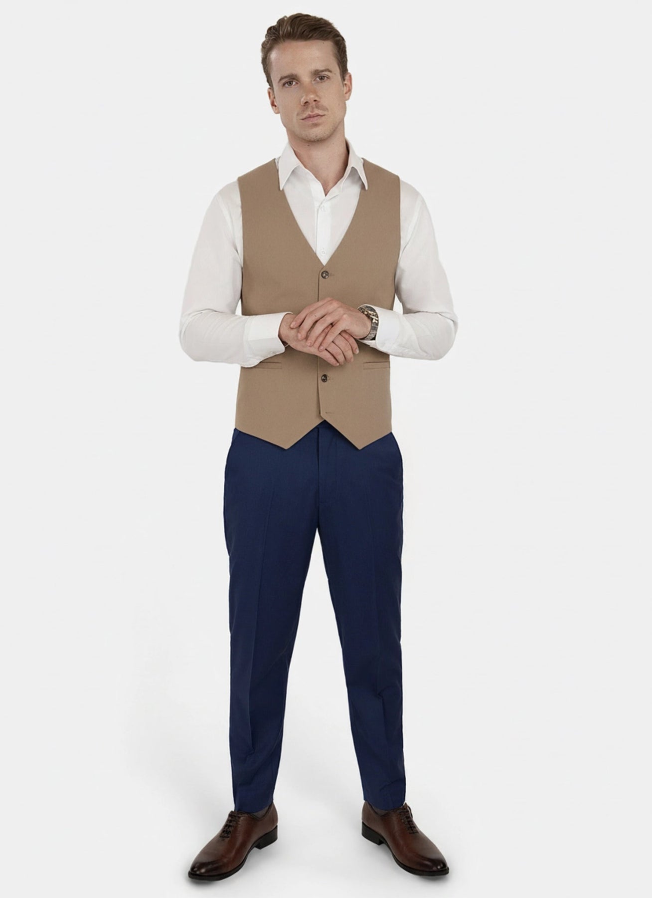 Camel Cotton Vest - SARTORO9