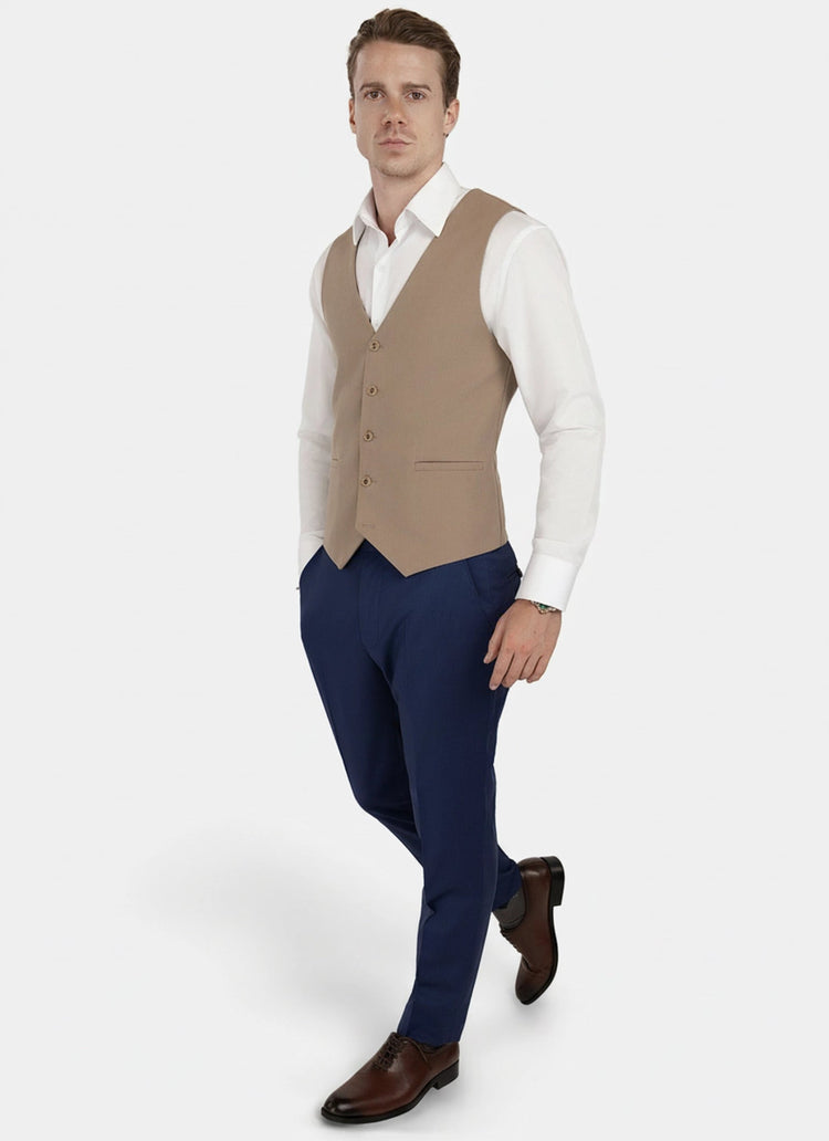 Camel Cotton Vest - SARTORO286