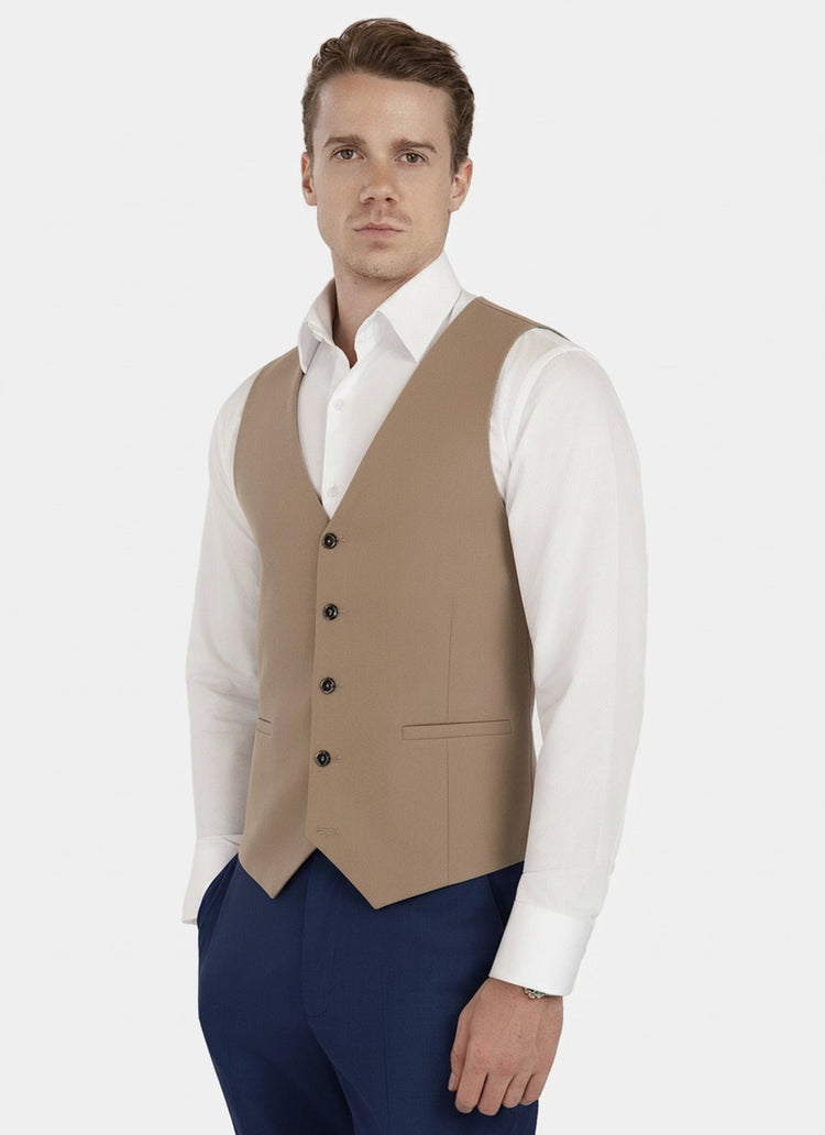 Camel Cotton Vest - SARTORO139