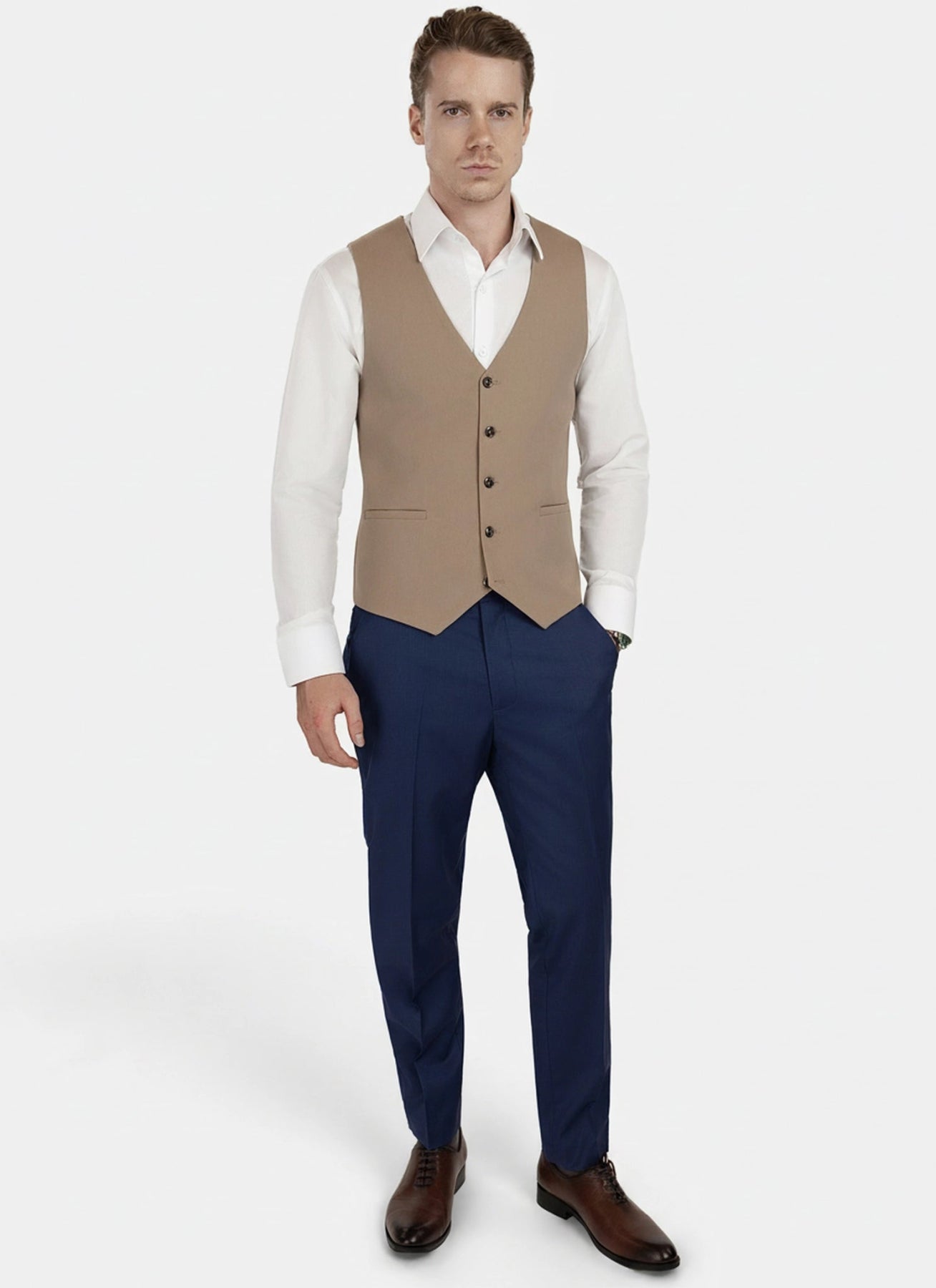 Camel Cotton Vest - SARTORO778