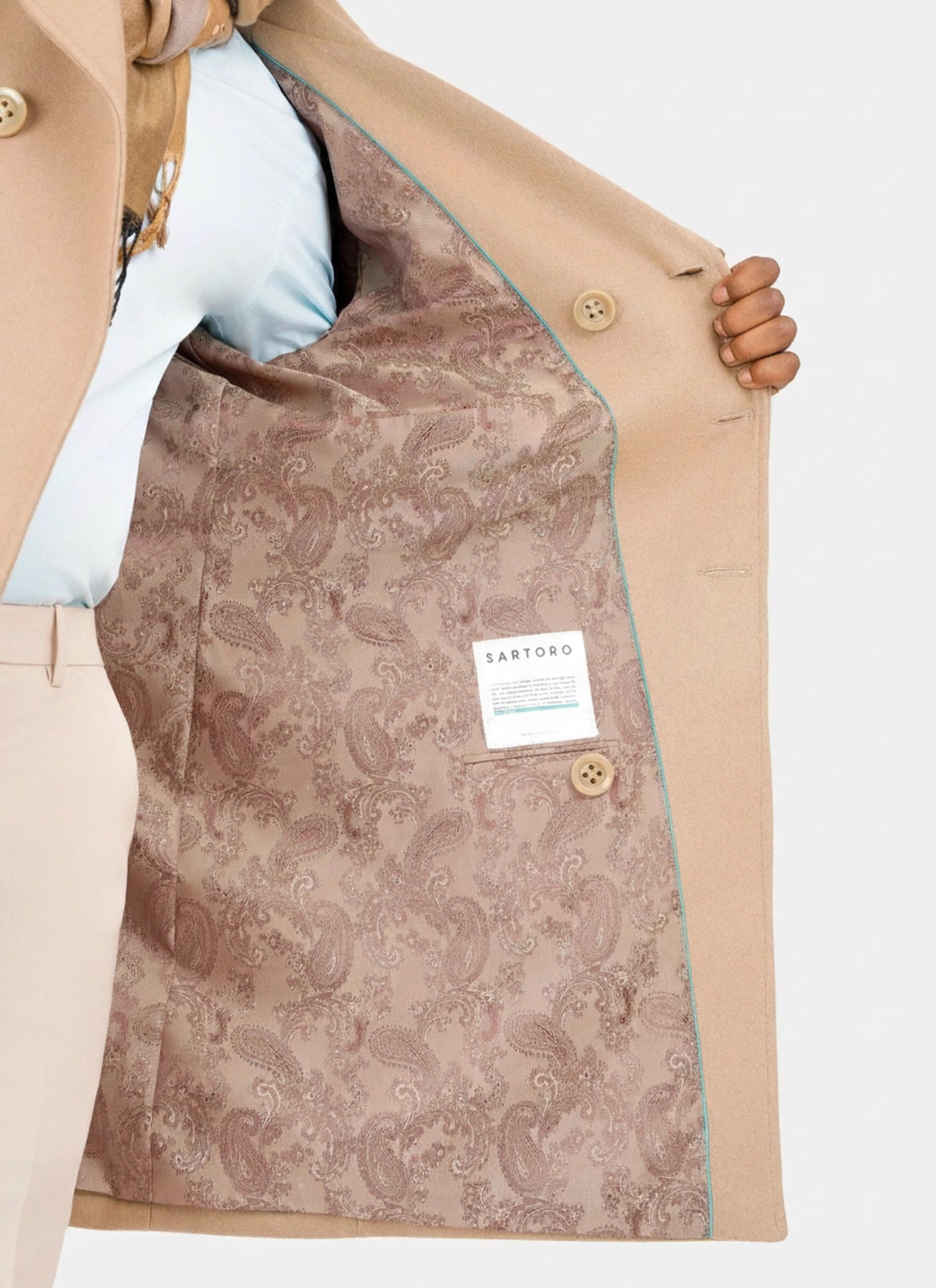 Camel Wool Peacoat - SARTORO249