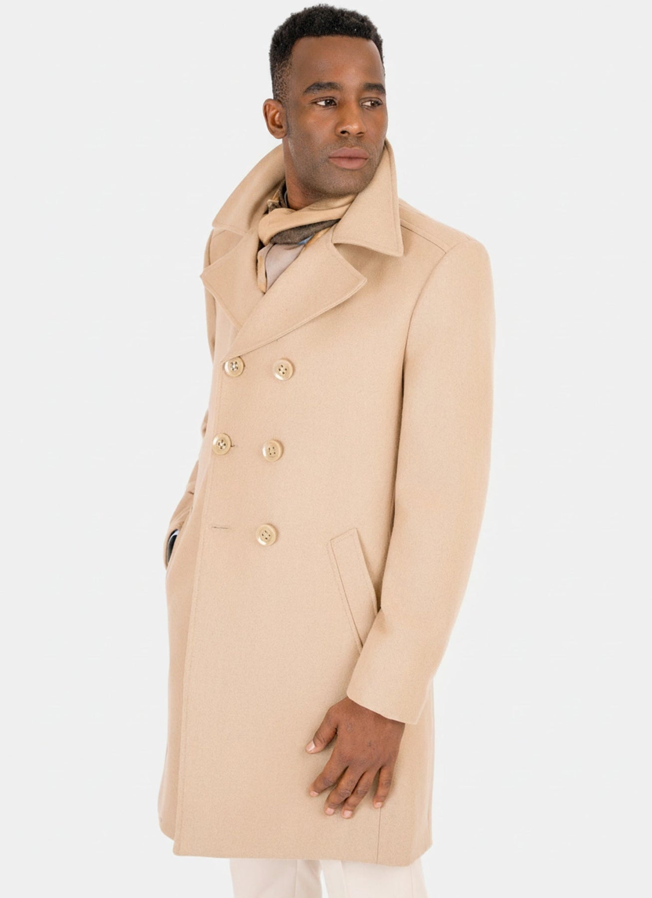 Camel Wool Peacoat - SARTORO777
