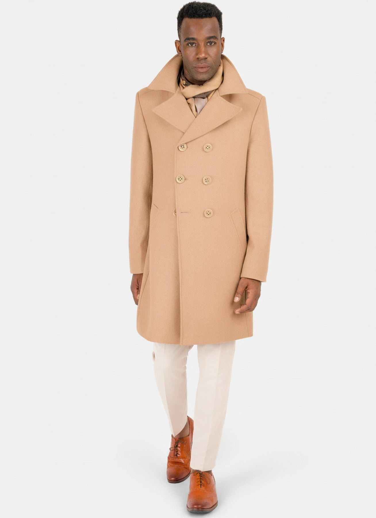 Camel Wool Peacoat - SARTORO196