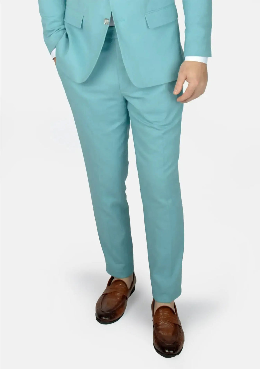 Capri Blue Linen Blend Pants - SARTORO