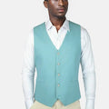 Capri Blue Linen Blend Vest - SARTORO