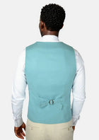 Capri Blue Linen Blend Vest - SARTORO66