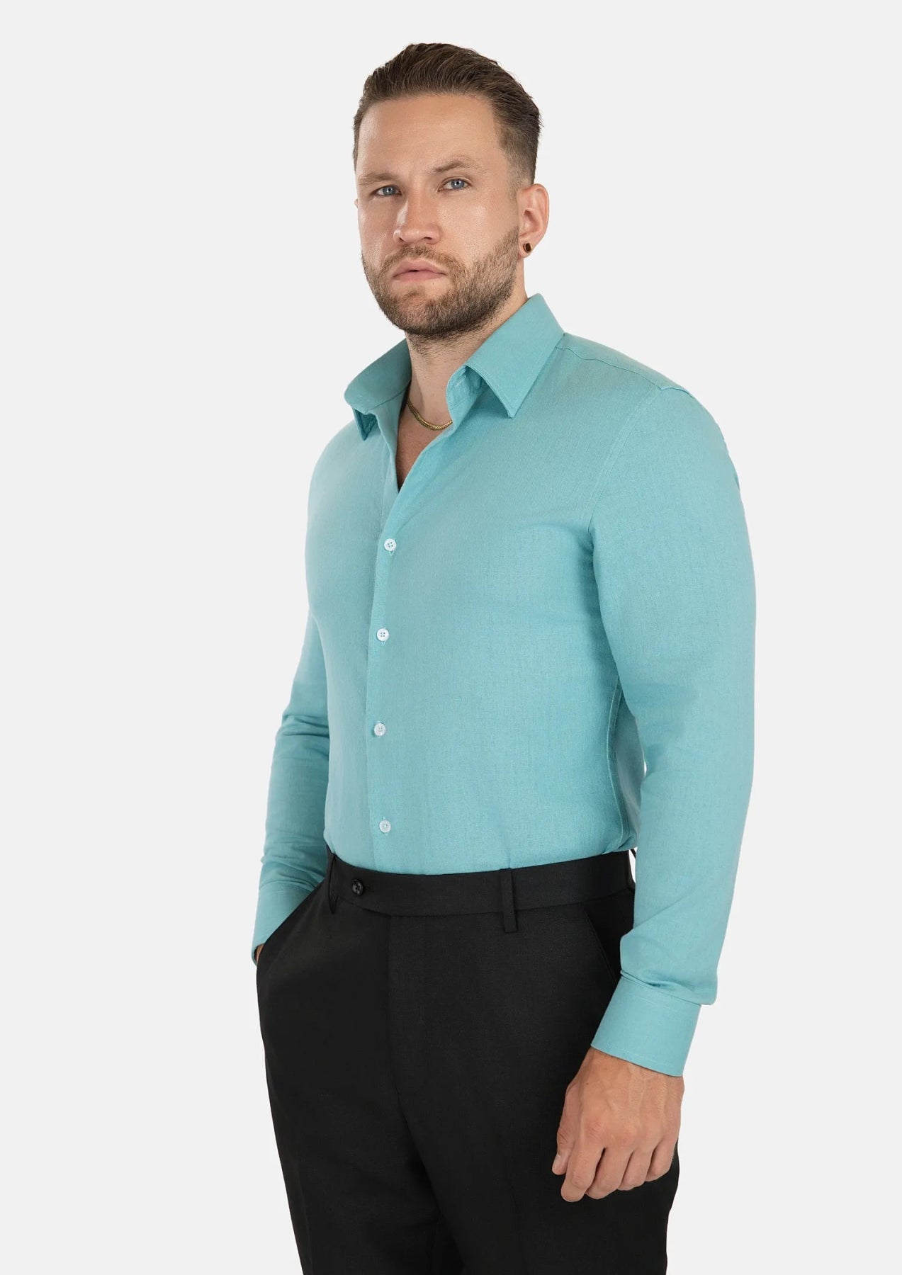 Capri Blue Linen Shirt - SARTORO