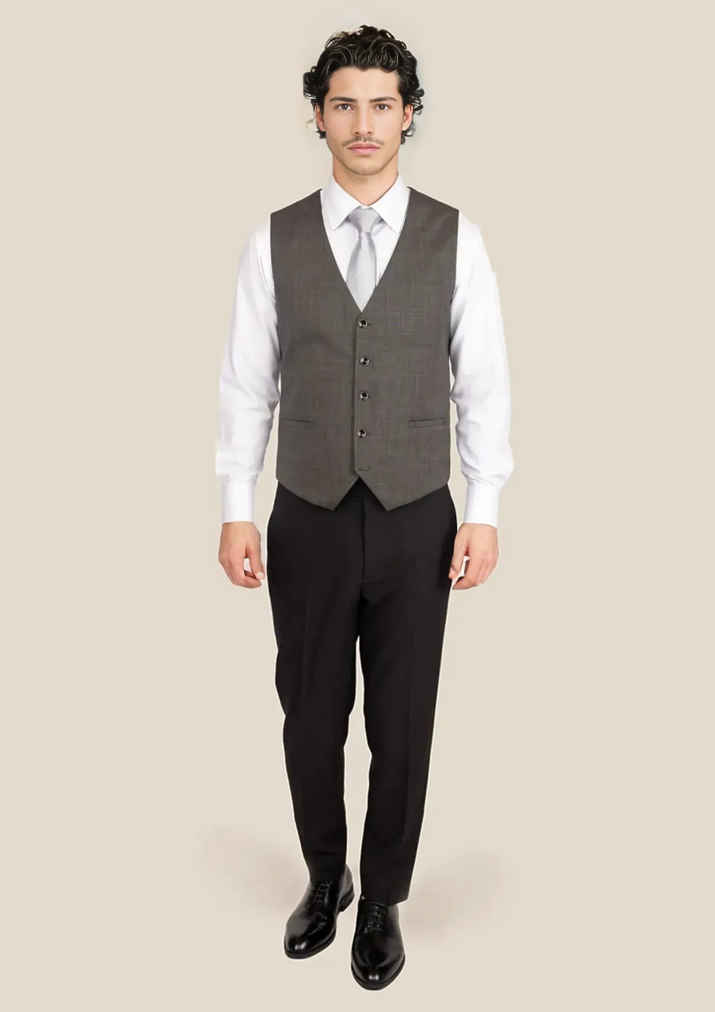 Carbon Grey Pindot Vest - SARTORO