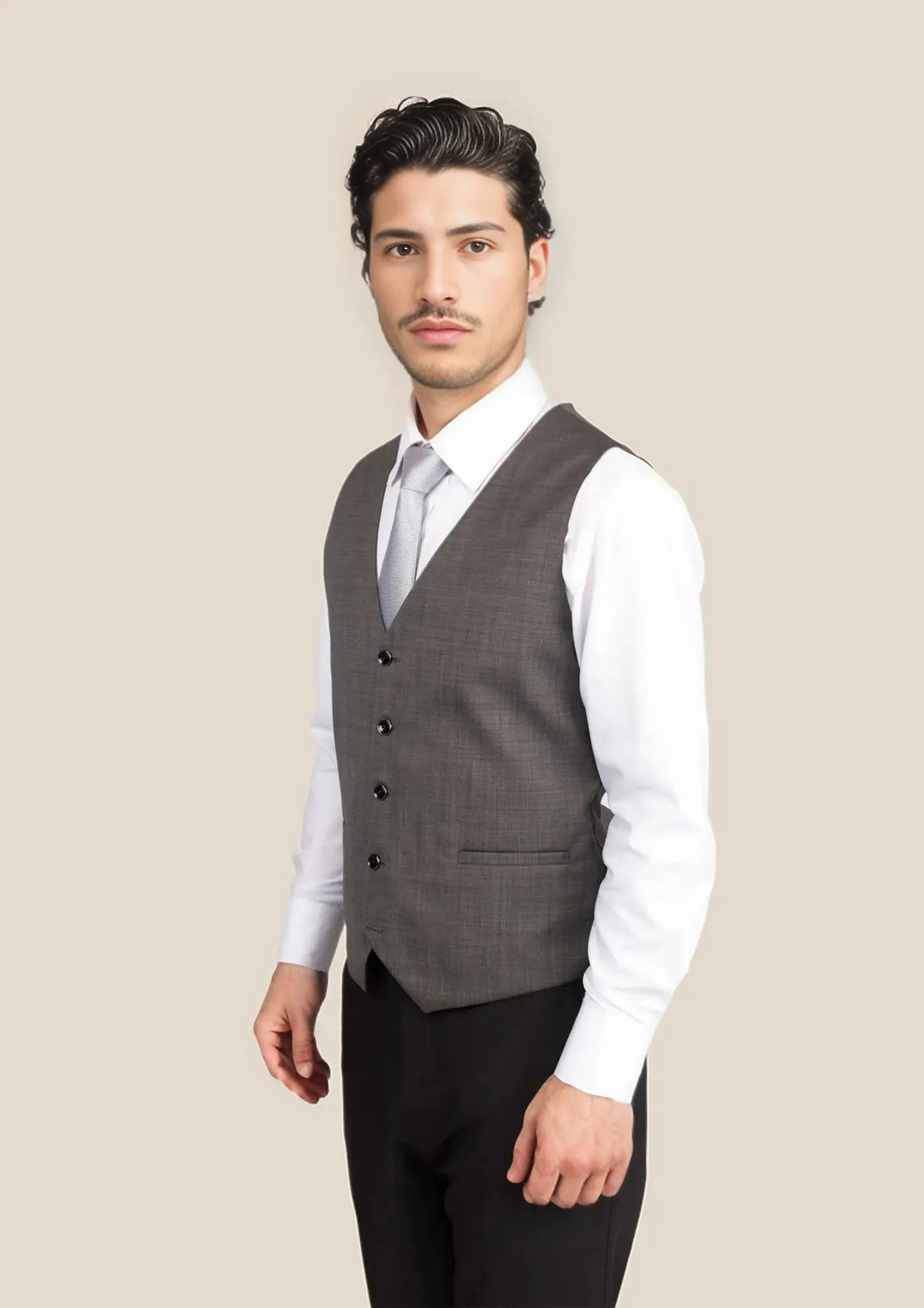 Carbon Grey Pindot Vest - SARTORO