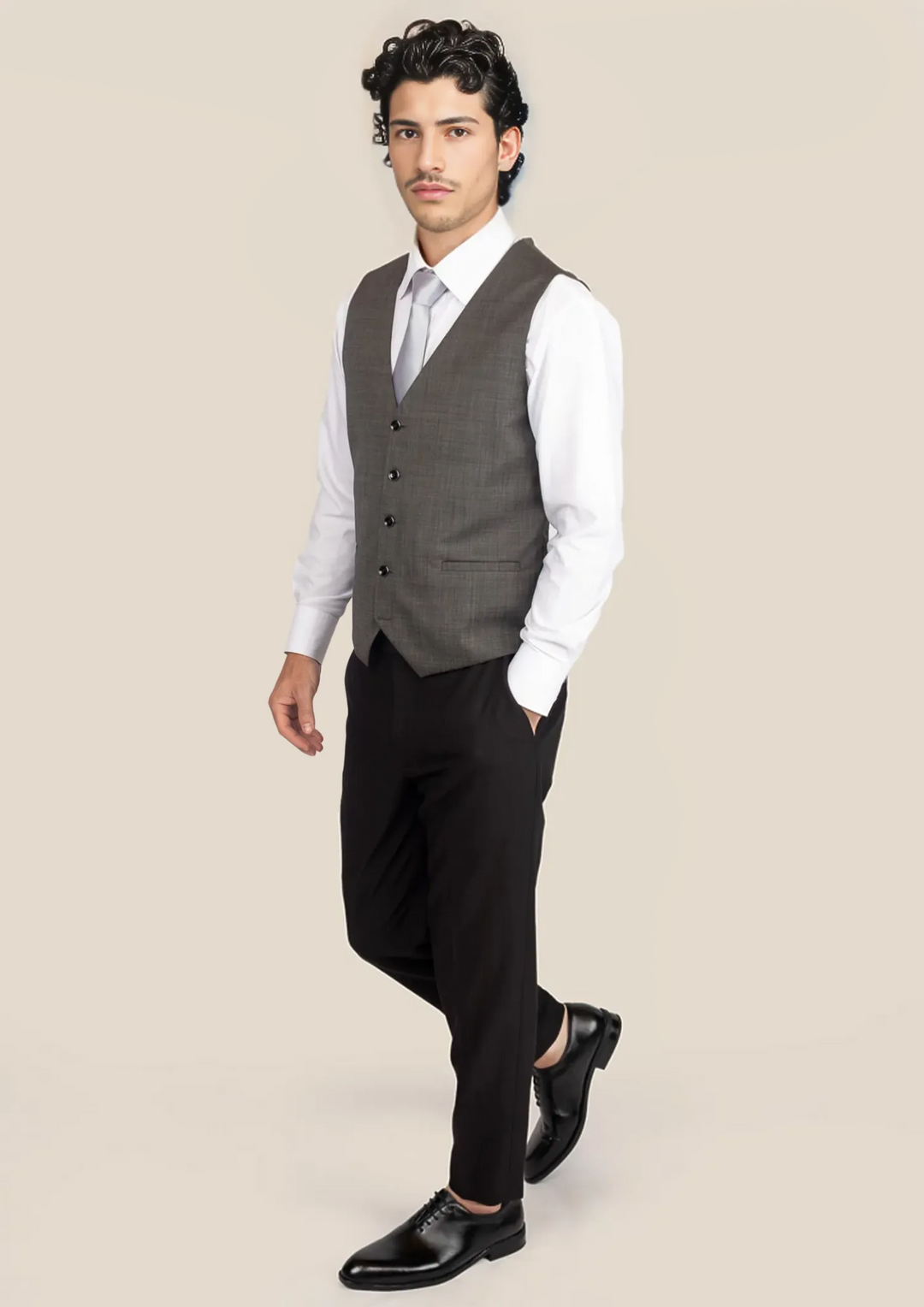 Carbon Grey Pindot Vest - SARTORO