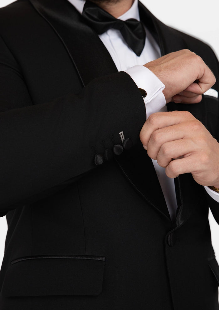 Carnegie Jet Black Twill Tuxedo - SARTORO154
