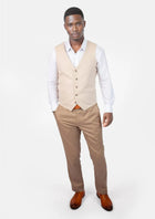 Champagne Cotton Vest - SARTORO303