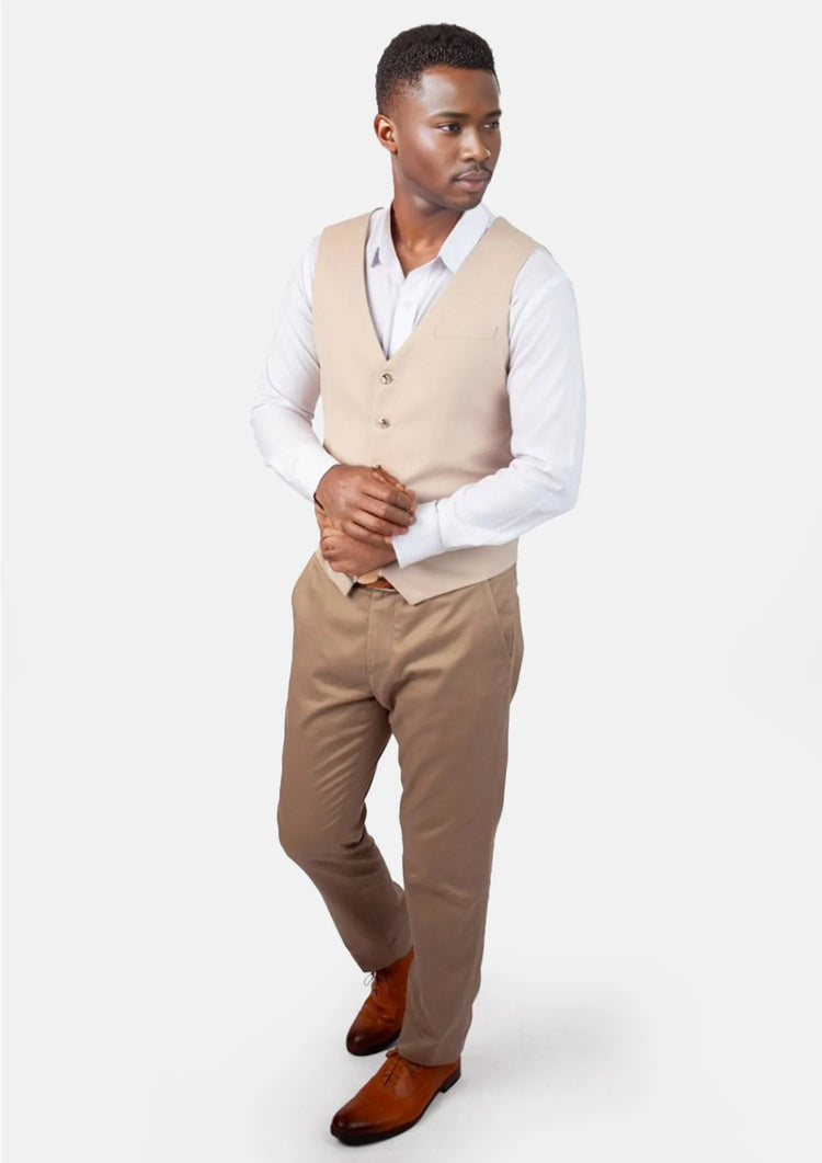 Champagne Cotton Vest - SARTORO