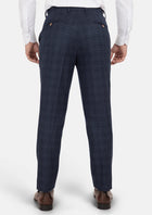 Charcoal Blue Check Flannel Pants - SARTORO180