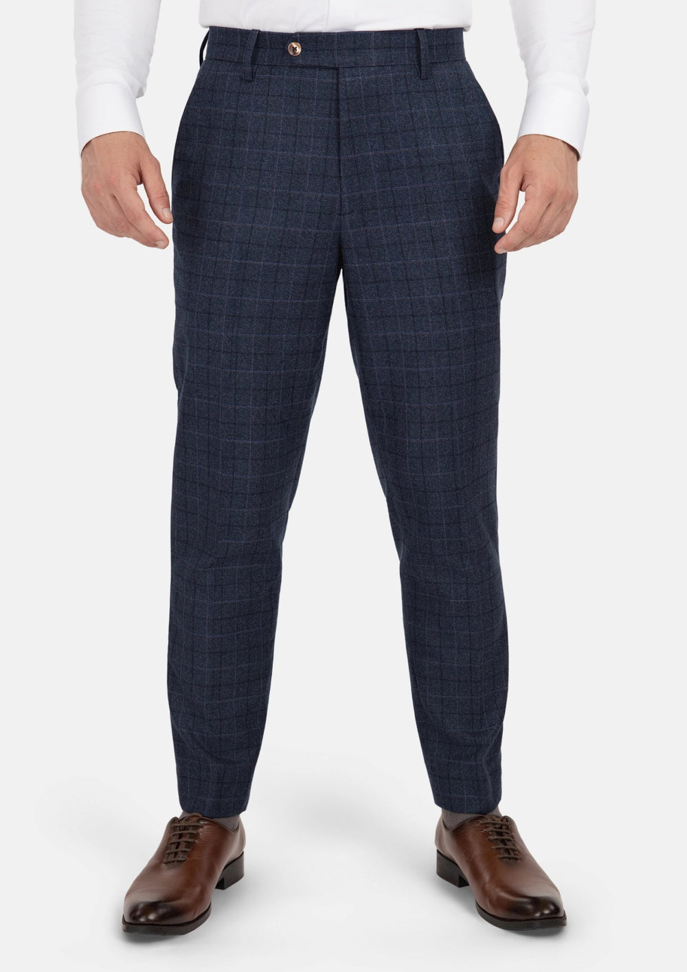 Charcoal Blue Check Flannel Pants117