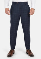 Charcoal Blue Check Flannel Pants - SARTORO2