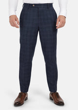 Charcoal Blue Check Flannel Pants - SARTORO