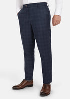 Charcoal Blue Check Flannel Pants - SARTORO942