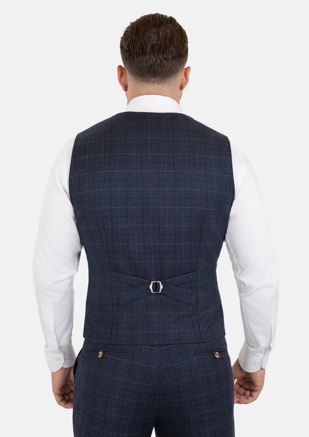 Charcoal Blue Check Flannel Vest - SARTORO
