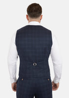 Charcoal Blue Check Flannel Vest - SARTORO599