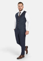 Charcoal Blue Check Flannel Vest - SARTORO346