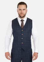 Charcoal Blue Check Flannel Vest - SARTORO565