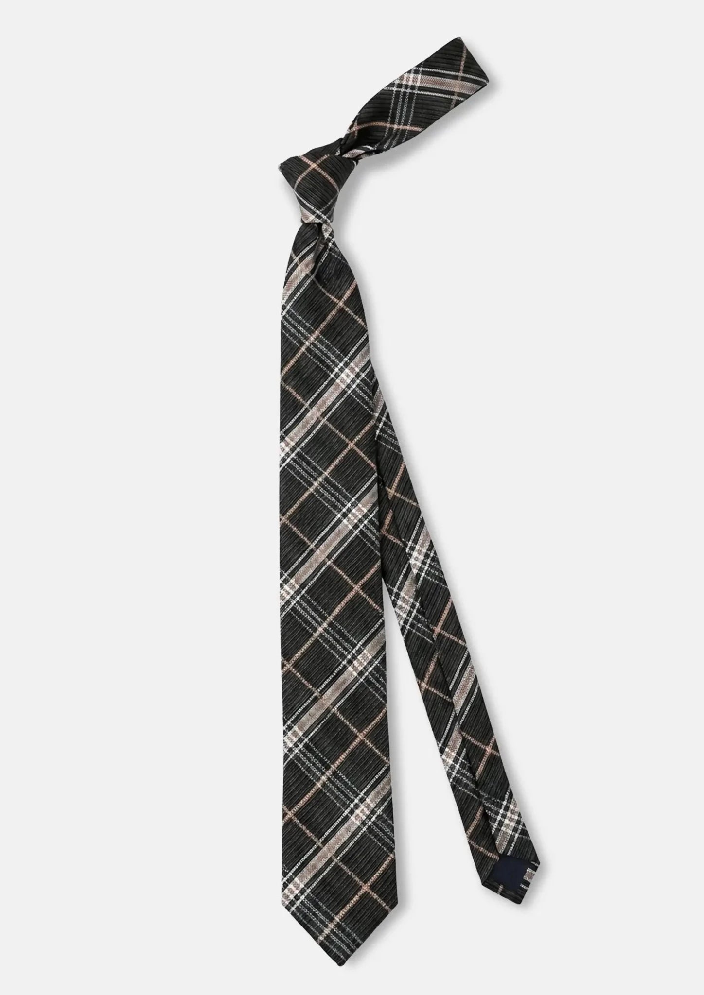 Charcoal Camel Plaid Tie - SARTORO366