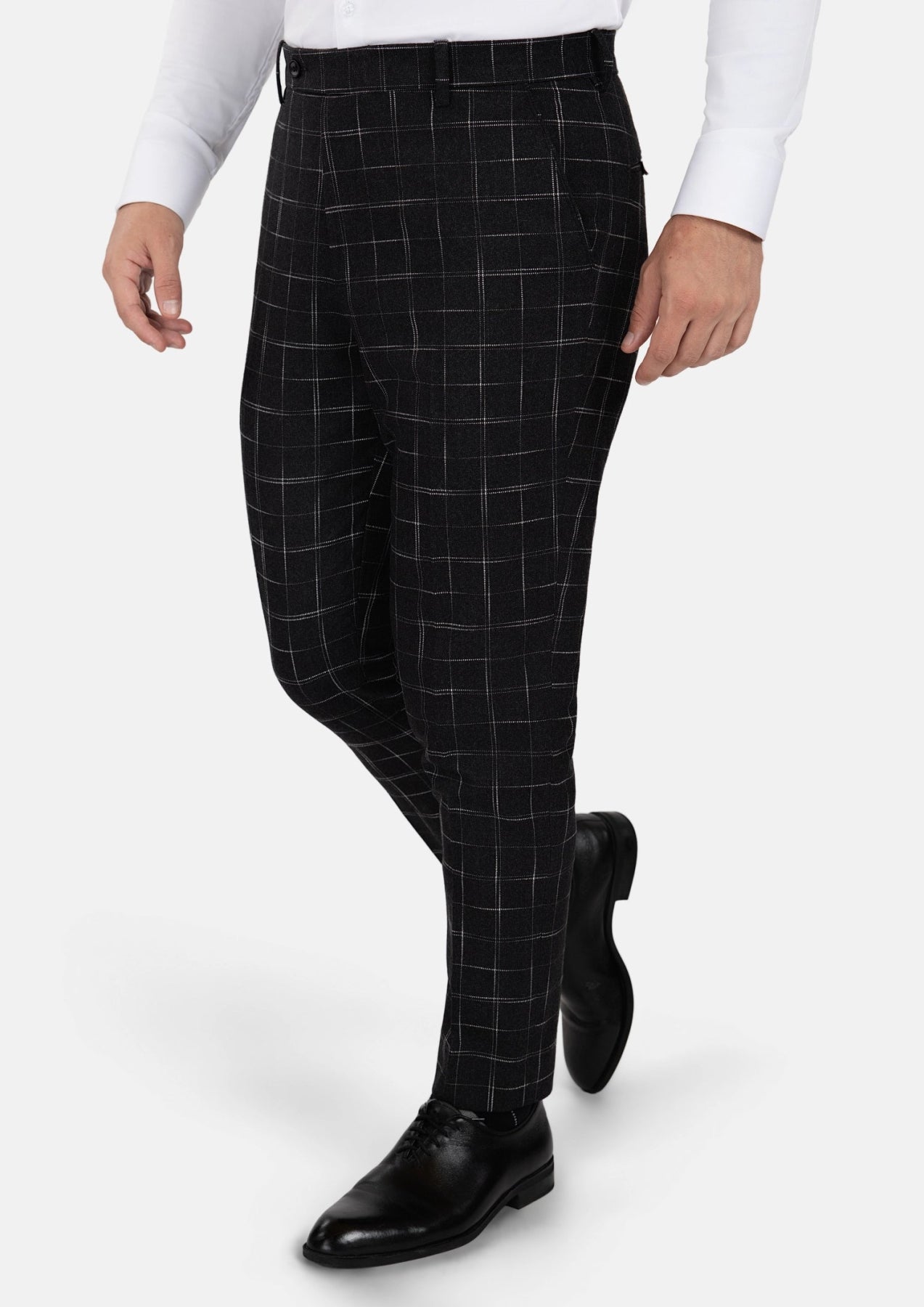 Charcoal Flannel Windowpane Pants