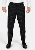 Charcoal Flannel Windowpane Pants - SARTORO736