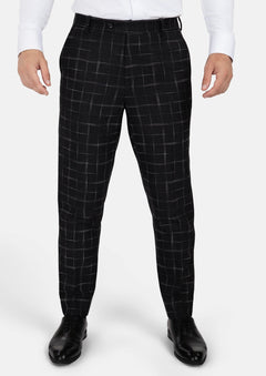 Charcoal Flannel Windowpane Pants - SARTORO