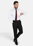 Charcoal Flannel Windowpane Pants - SARTORO92