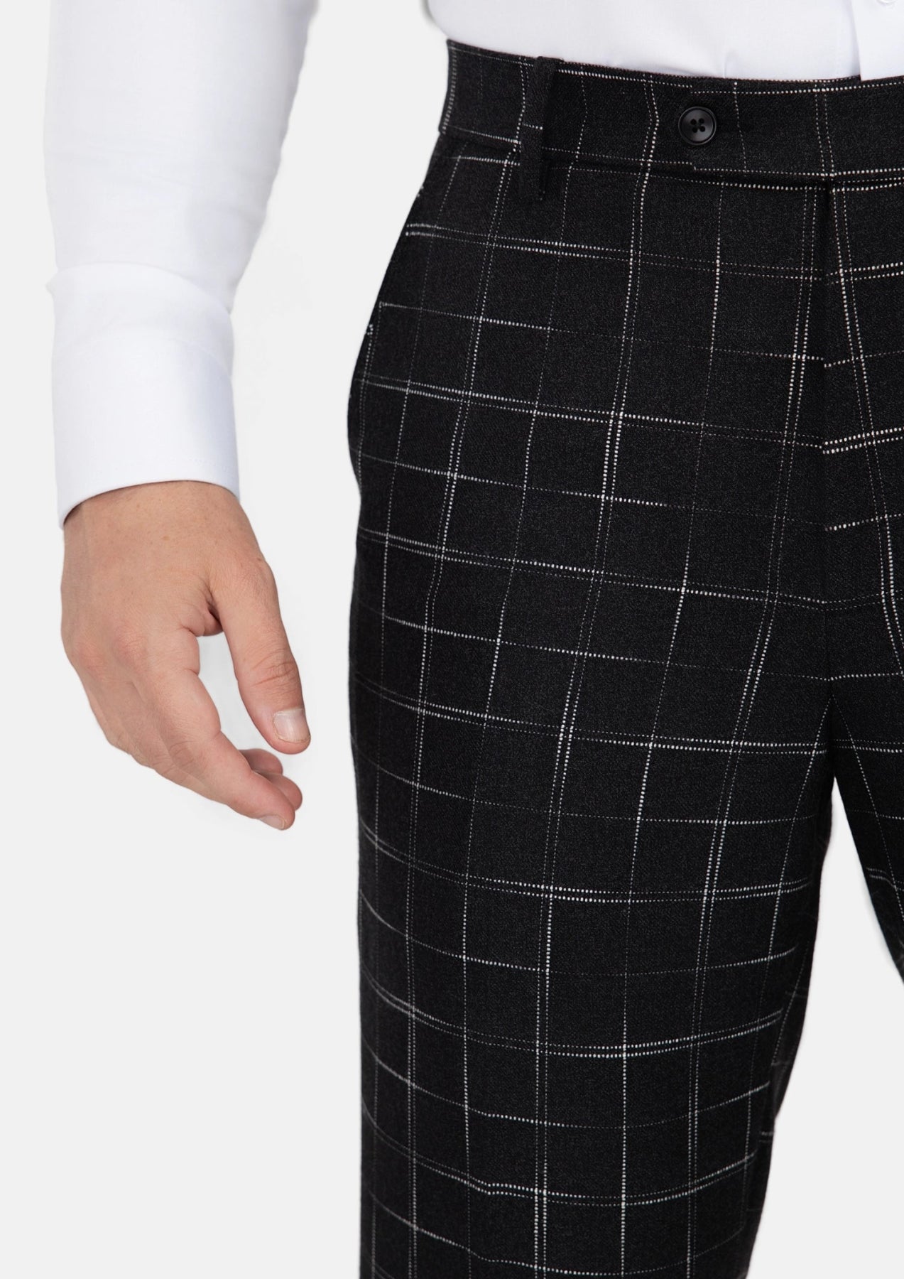 Charcoal Flannel Windowpane Pants