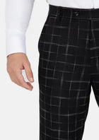 Charcoal Flannel Windowpane Pants - SARTORO389