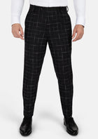 Charcoal Flannel Windowpane Pants - SARTORO179