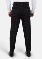 Charcoal Flannel Windowpane Pants - SARTORO485