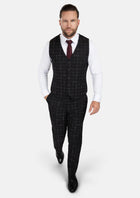 Charcoal Flannel Windowpane Vest - SARTORO835