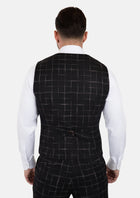 Charcoal Flannel Windowpane Vest - SARTORO828