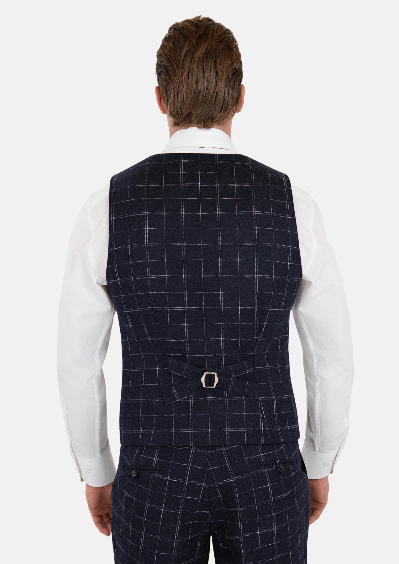 Charcoal Flannel Windowpane Vest - SARTORO