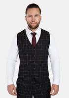 Charcoal Flannel Windowpane Vest - SARTORO364