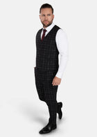 Charcoal Flannel Windowpane Vest - SARTORO857