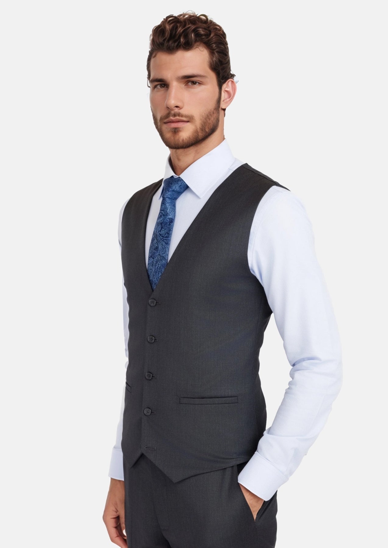 Charcoal Grey Performance Stretch Vest - SARTORO