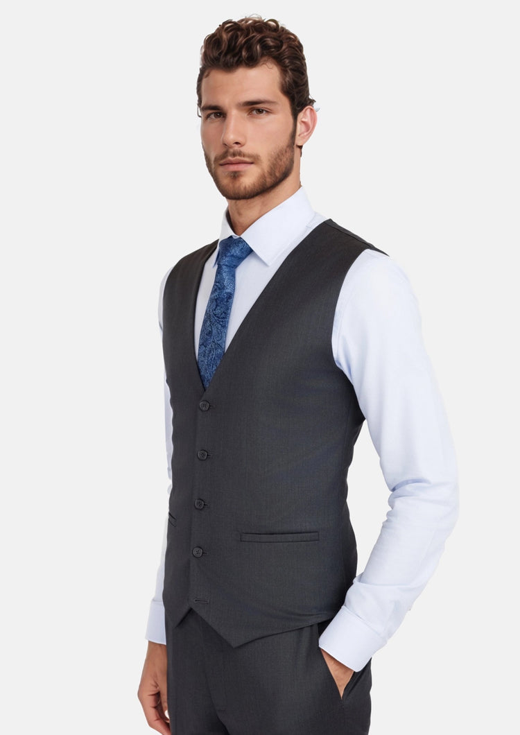 Charcoal Grey Performance Stretch Vest - SARTORO148