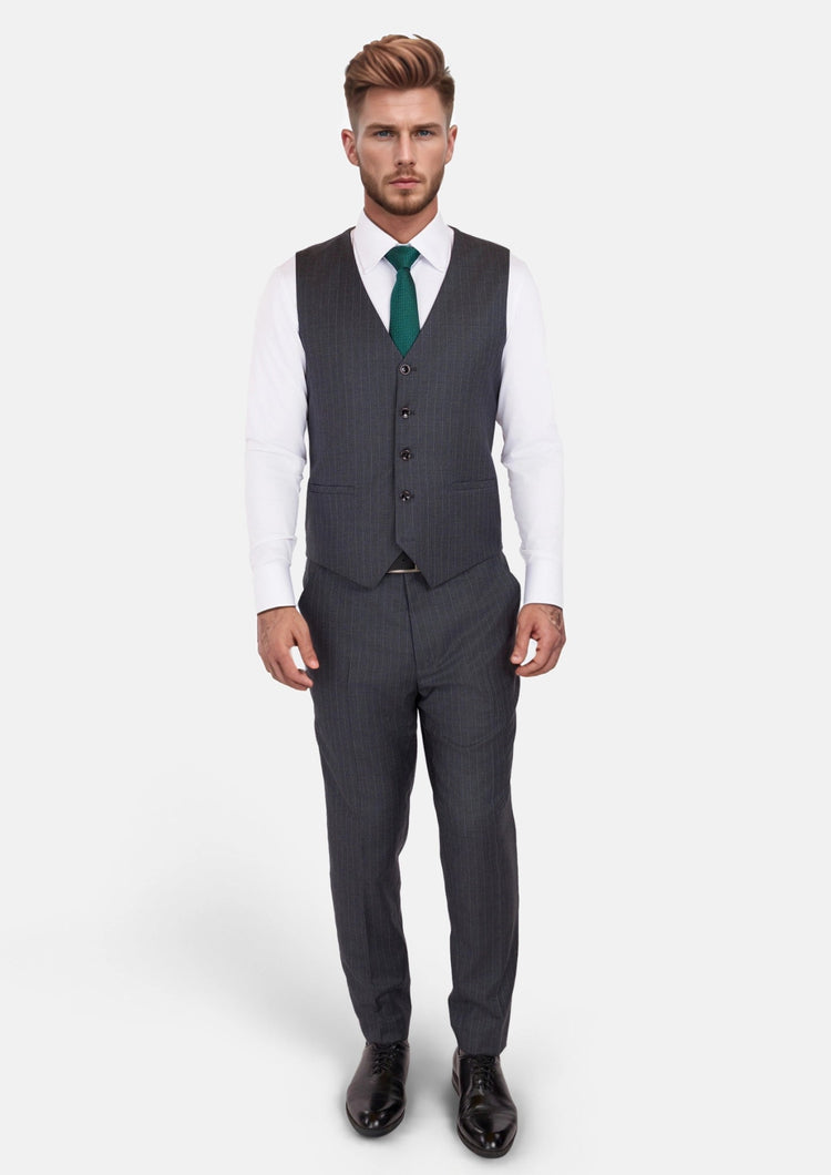 Charcoal Pinstripe Vest - SARTORO972