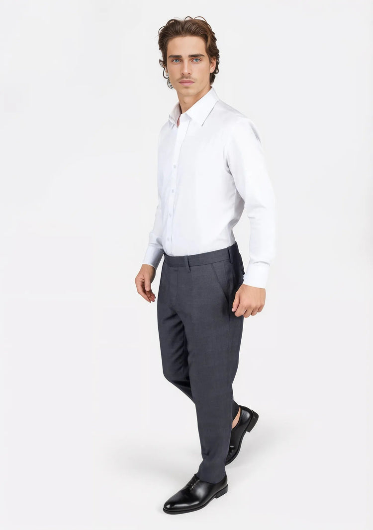 Charcoal Prince of Wales Pants - SARTORO