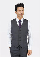 Charcoal Prince of Wales Vest - SARTORO487