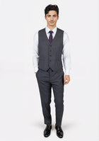 Charcoal Prince of Wales Vest - SARTORO788