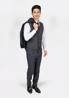 Charcoal Prince of Wales Vest - SARTORO91