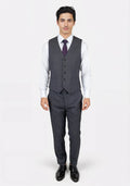 Charcoal Prince of Wales Vest - SARTORO